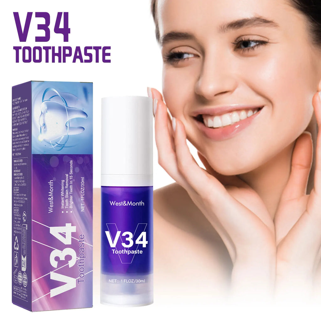 V34 Purple Toothpaste Mousse – Whitening, Gum Care & Fresh Breath