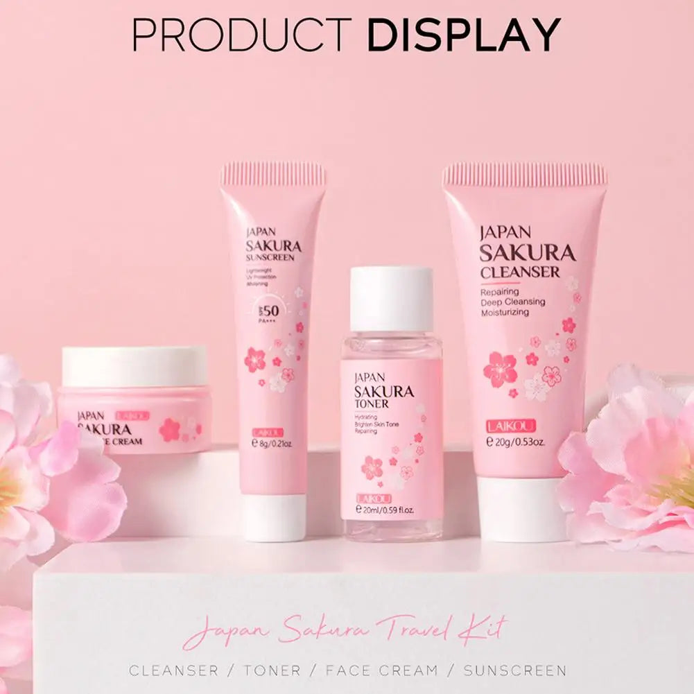 LAIKOU Sakura 4-Piece Skincare Set – Hydrating Gift Kit