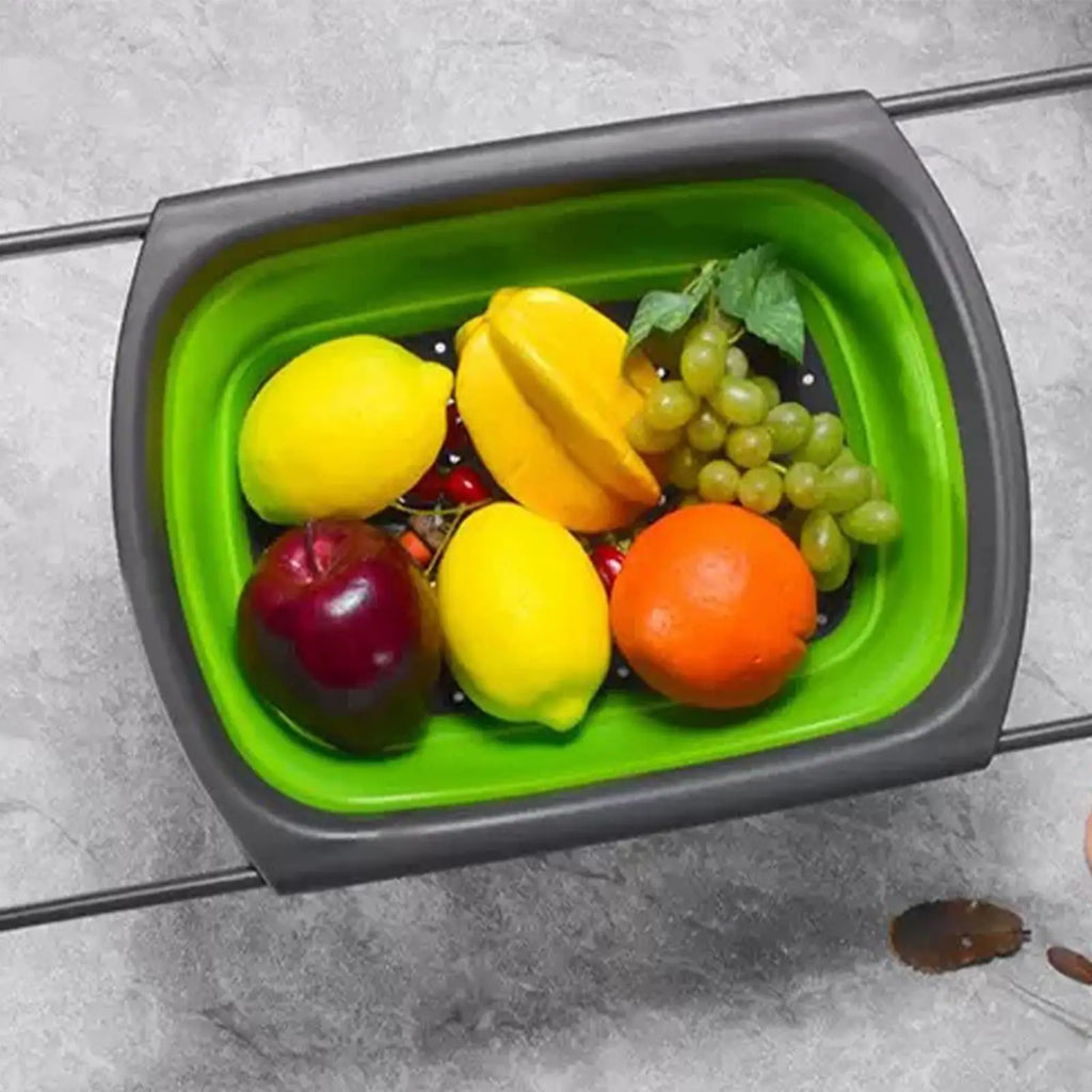 Foldable Over-Sink Colander Basket with Extendable Handles