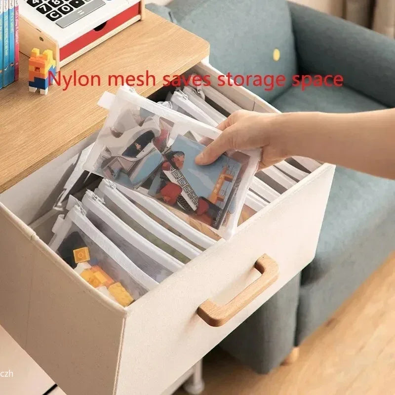 3-Pack Transparent Mesh Zipper Stationery & Document Bags