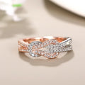 Huitan Two-Tone Twisty Knot Ring – Cubic Zirconia Women's Band