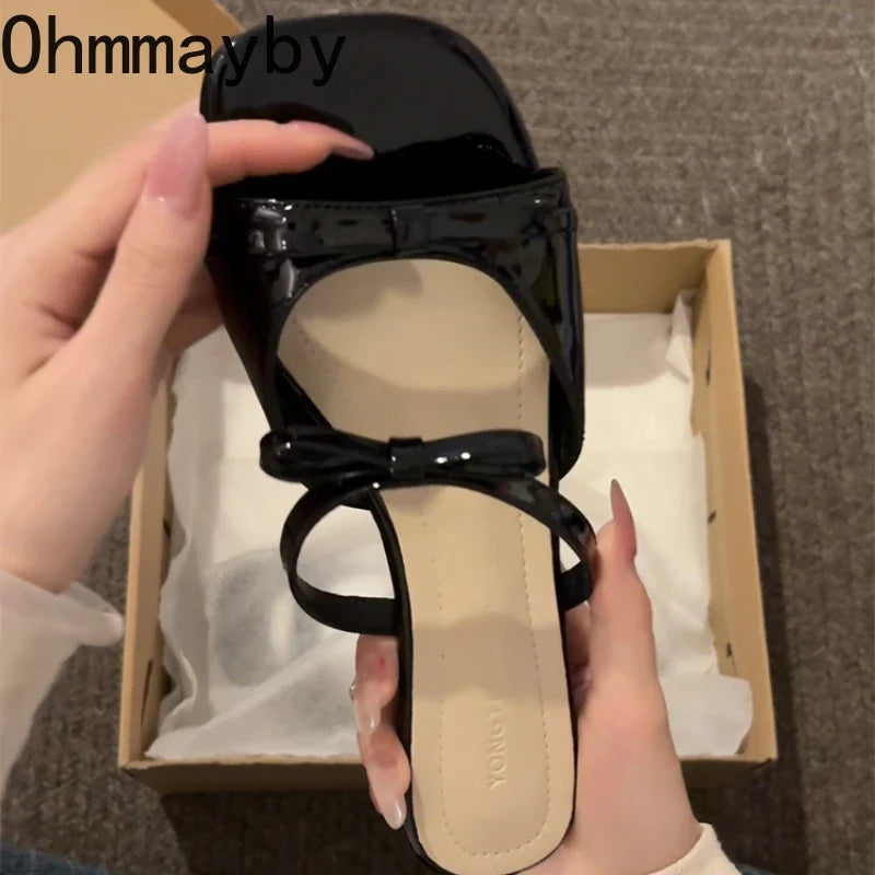 Women's Butterfly-Knot Wedge Slide Slippers | Summer Beach Shoes