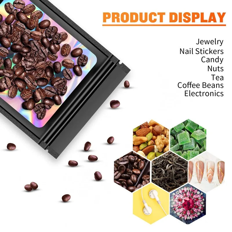 500 Pcs Holographic Ziplock Bags – Laser Iridescent Jewelry Storage