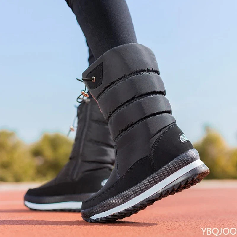 Women's Waterproof Non-Slip Plush Mid-Calf Snow Boots
