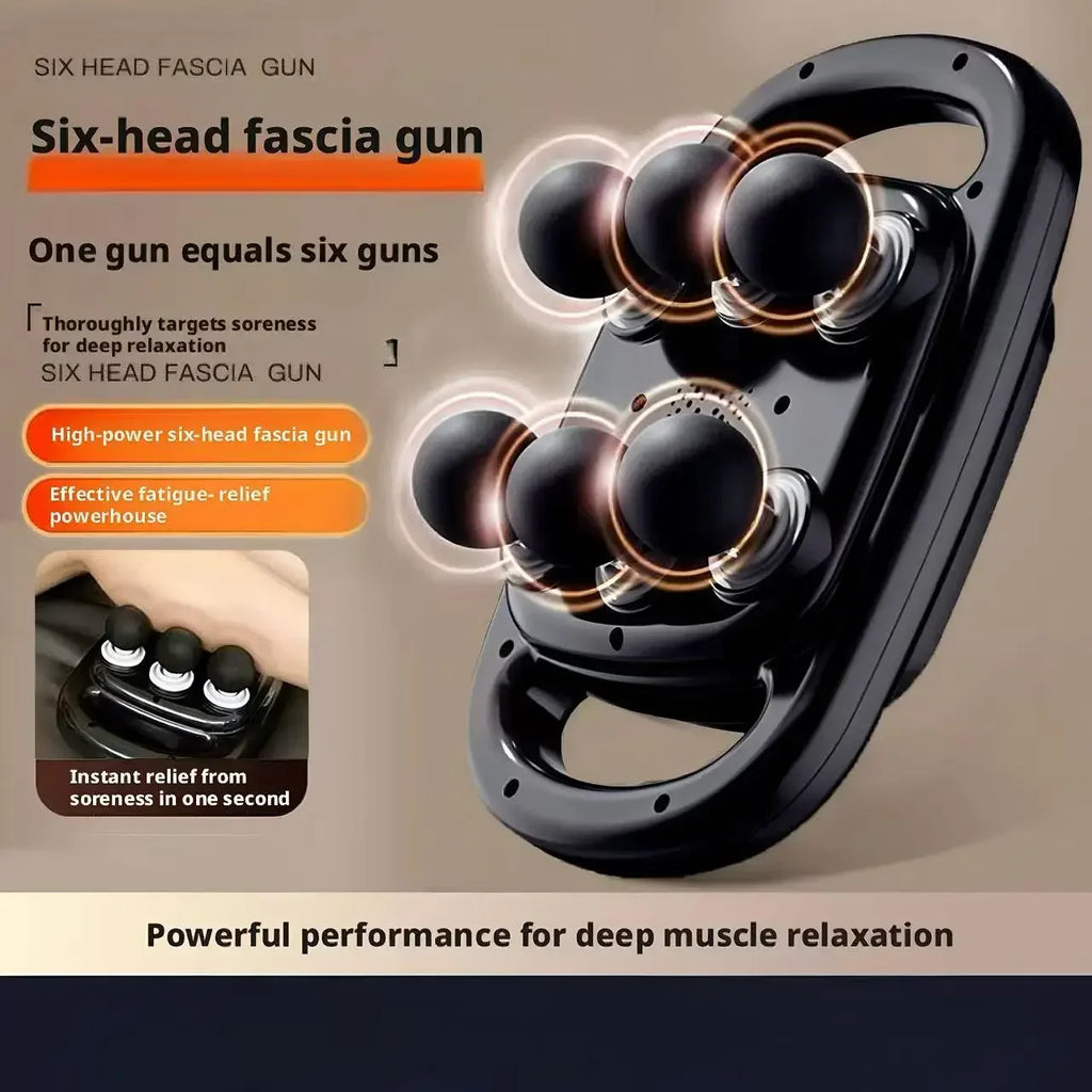 6-Head Percussion Massage Gun | Digital Display, 9 Modes