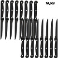 Black Stainless Steel Steak Knife Set – 4/6/8/16 Pcs Serrated