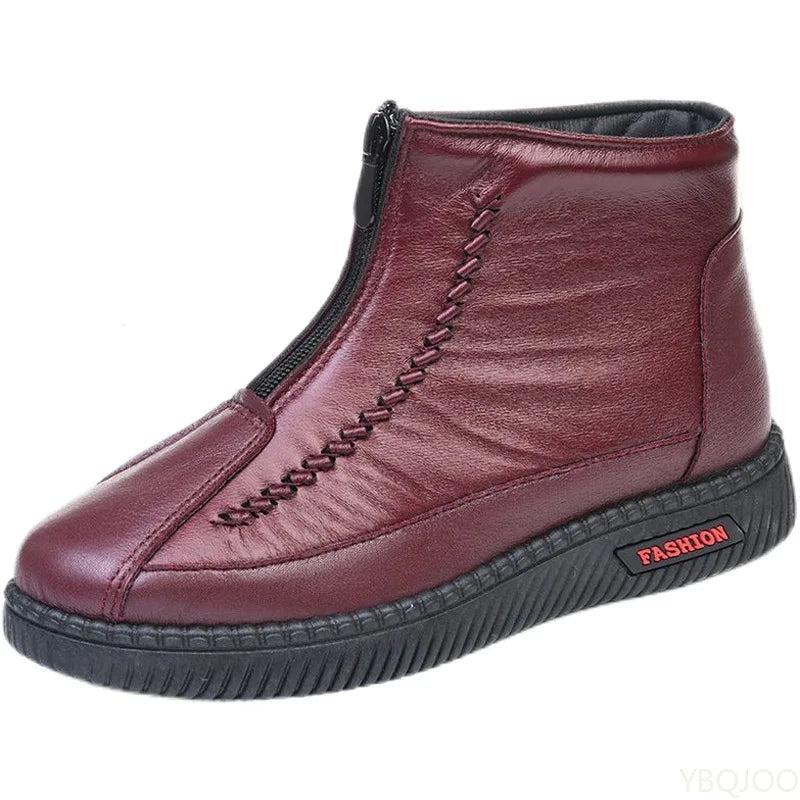 Women's Winter Cotton Ankle Boots – Non-Slip Zip-Up Shoes