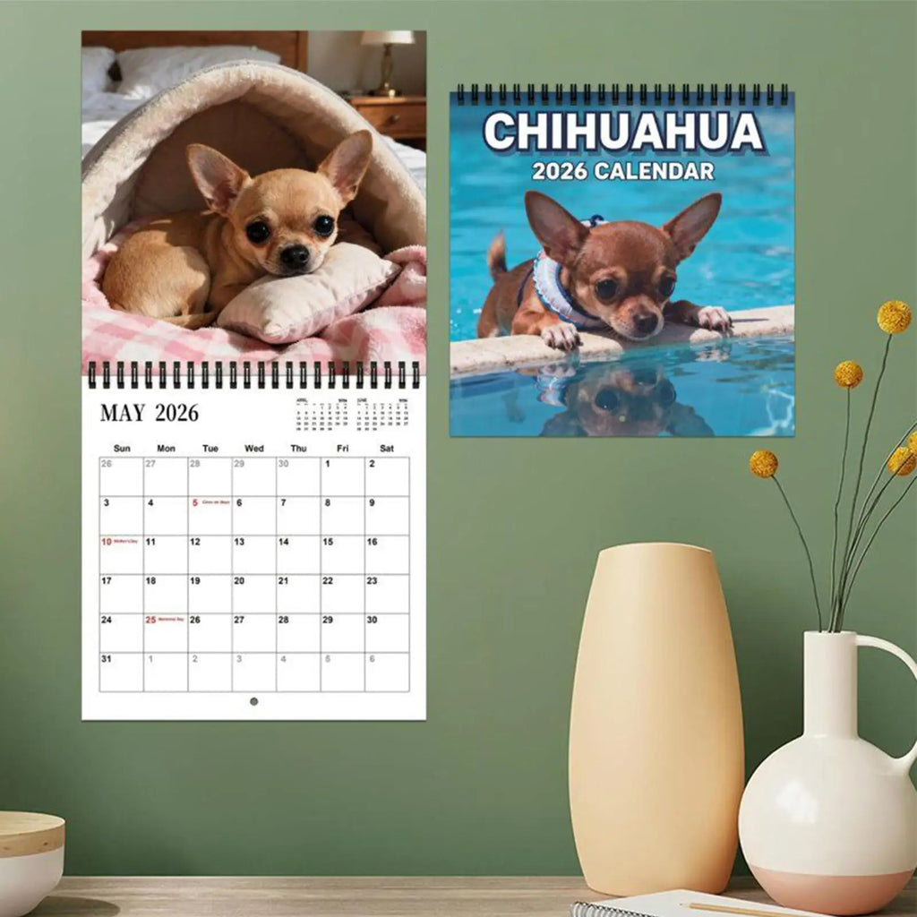 2026 Animal Wall Calendar Dog-themed January December Family Planner