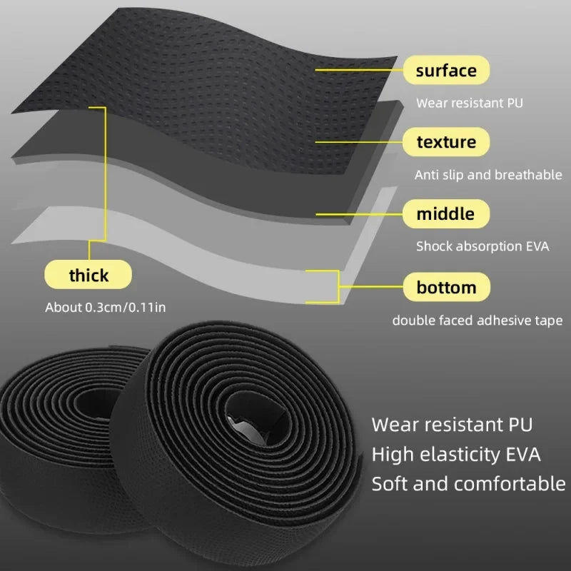 MOTSUV Road Bike Bar Tape – Non-Slip Silicone PU EVA Drop Bar Wrap