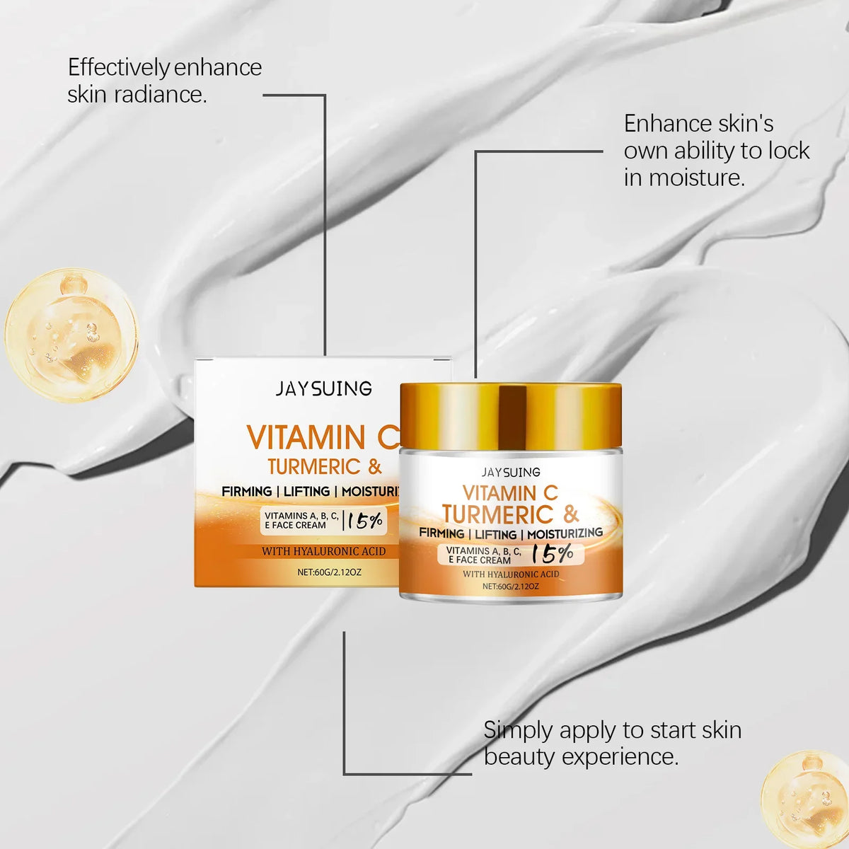 Turmeric Face Cream 15% Vitamin C, Retinol & Hyaluronic Acid 60g