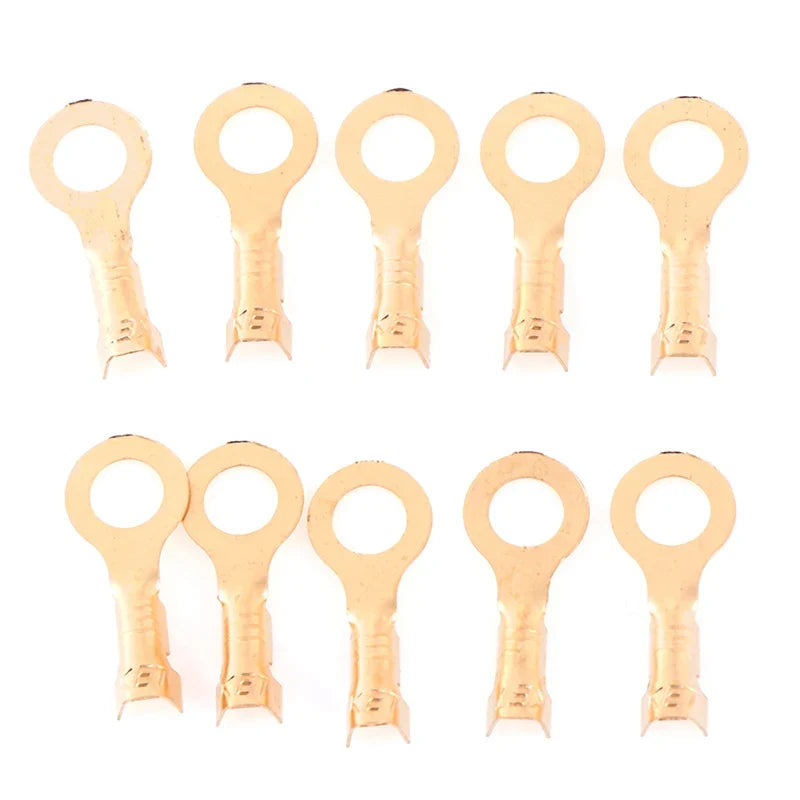 100Pcs 4.2mm Gold Brass Round Splice Wire Terminals | Low Voltage
