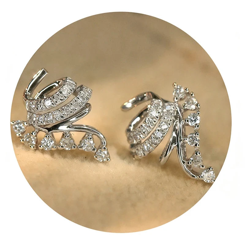 Huitan Spiral Cubic Zirconia Stud Earrings for Women