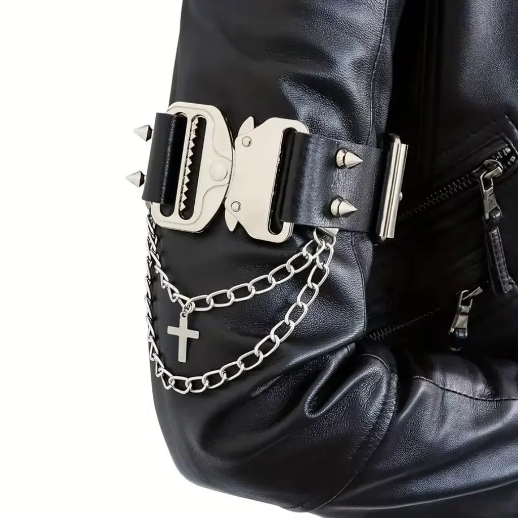 Men's Hip Hop Belt Gothic Faux Leather Arm Cuff Decorative Tassels