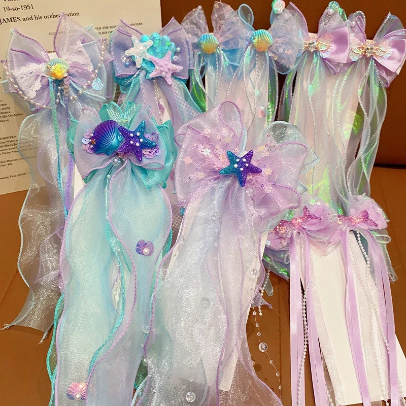 Mermaid Princess Bow Hair Clip – Girls Braided Hair Accessory