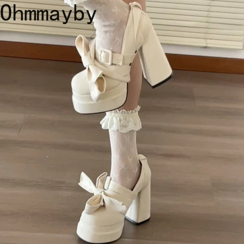 Women's Lolita Platform Mary Jane Pumps | Square Heel Party Shoes