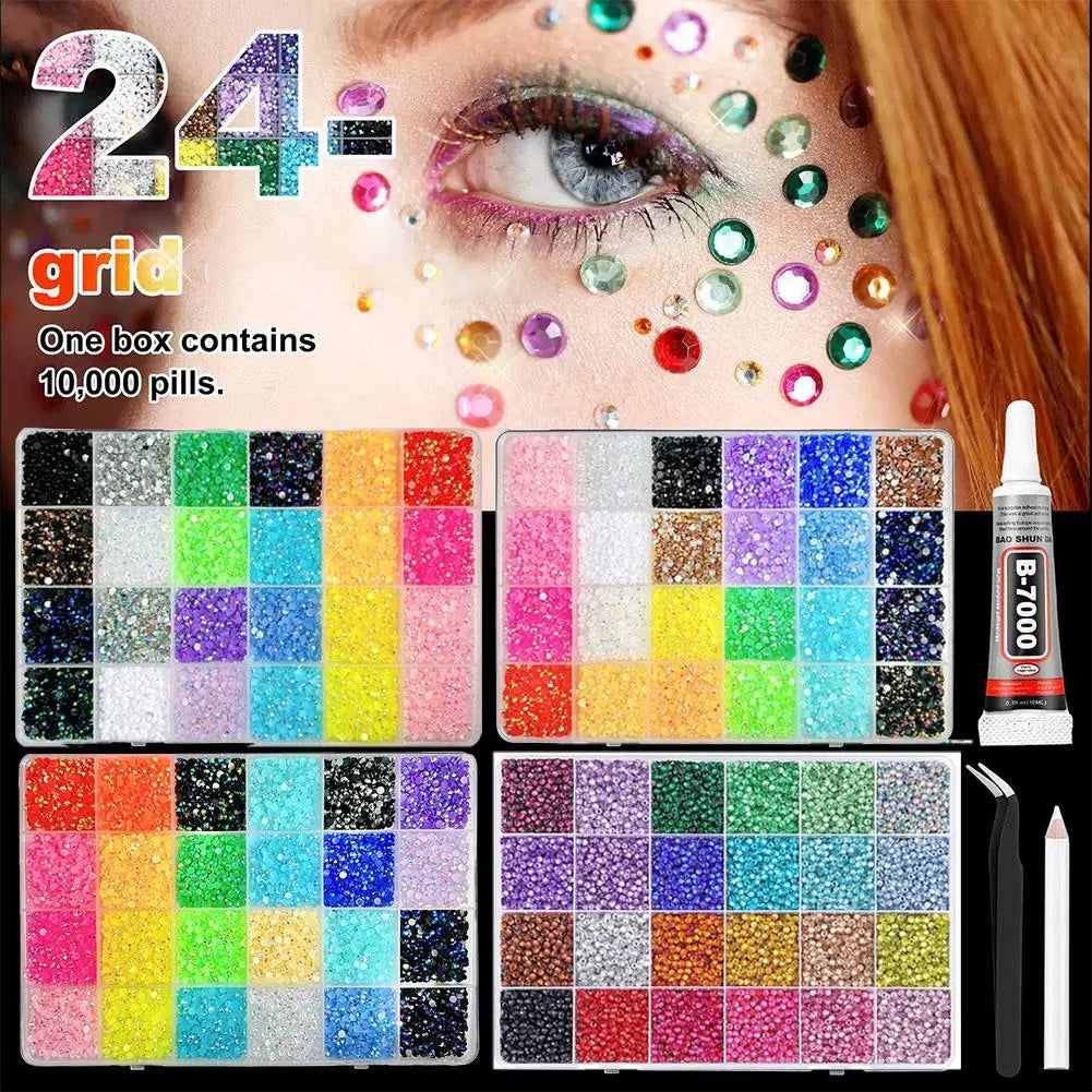 3D Nail Rhinestones Kit – 24-Grid Bedazzling Charms & Craft Set