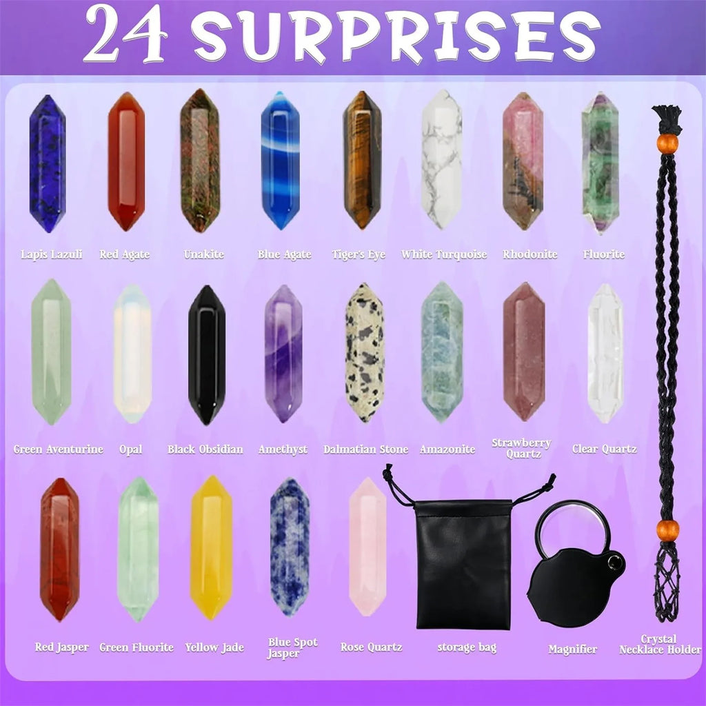 24-Day Crystal Advent Calendar | Natural Gemstone Christmas Gift
