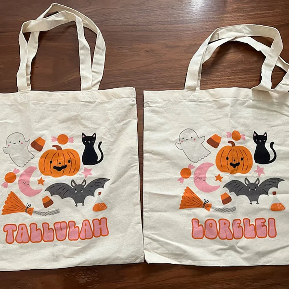 Personalized Halloween Trick or Treat Tote Bags – Set of 3