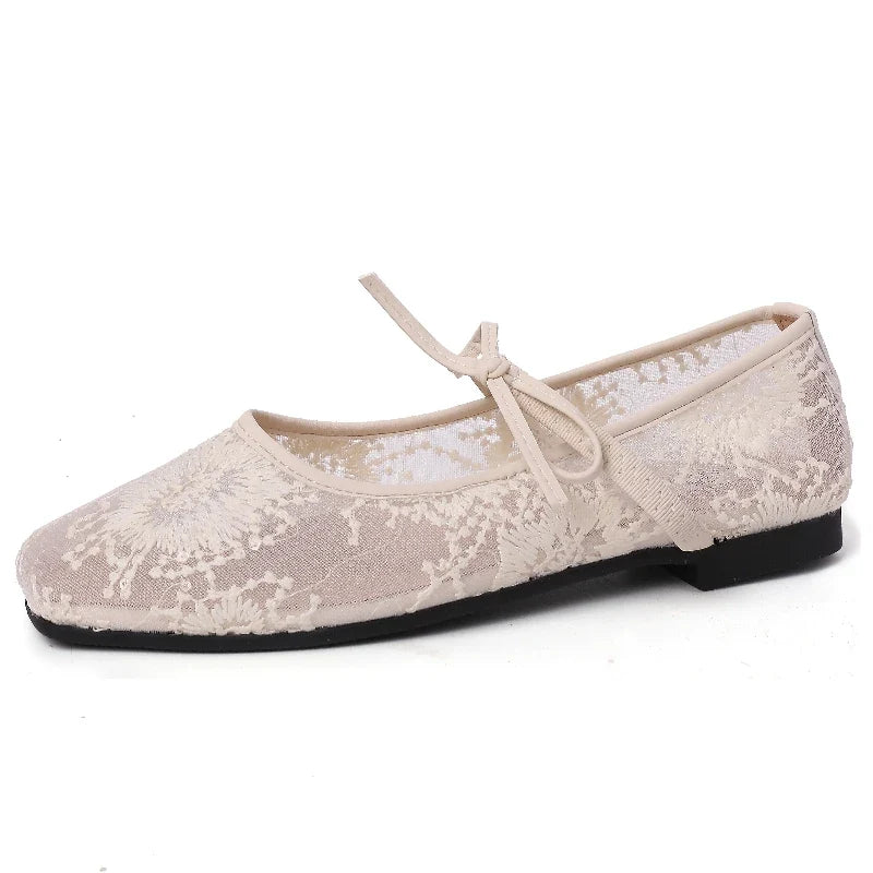 Women's Lace Mary Jane Ballet Flats – Slip-On Dress Shoes