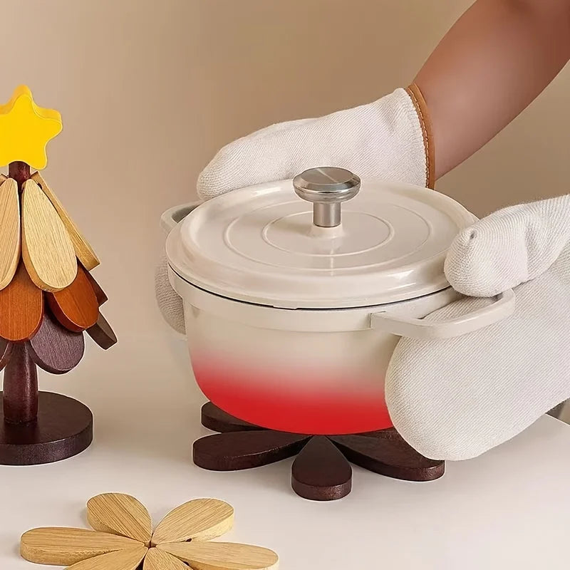 Creative Bamboo Heat-resistant Mat Suitable Dishes Quartz Pots Tripod