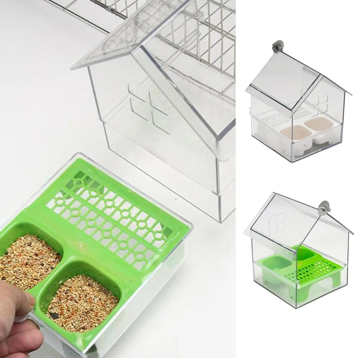 Bird Feeder House Parrot Water Food Dispenser Bathing Tub Pet Lover