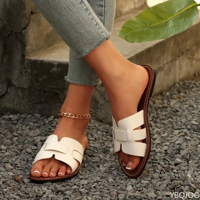 Women's Open Toe Flat Slippers – Casual Summer Sandals