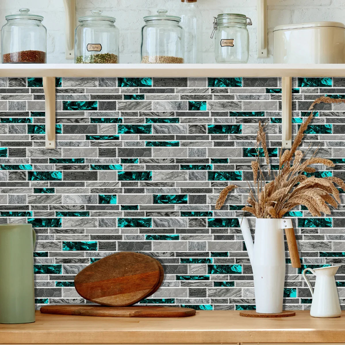 PVC Crystal Film Marble Tile Wall Sticker Waterproof Oilproof Kitchen