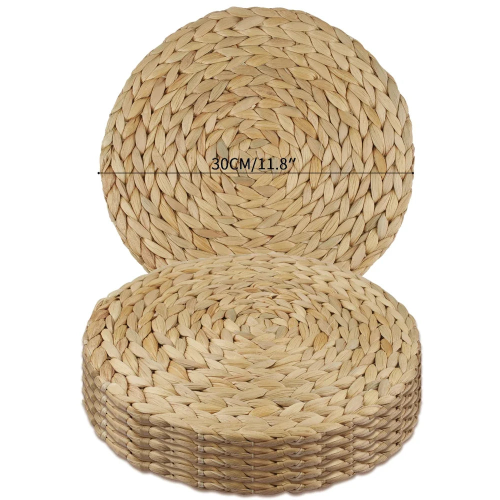 Pot Mats Round Handwoven Rattan Placemats Natural Straw Braided Heat