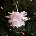 Pink White Feather Petal Glitter Christmas Foam Ball Ornament