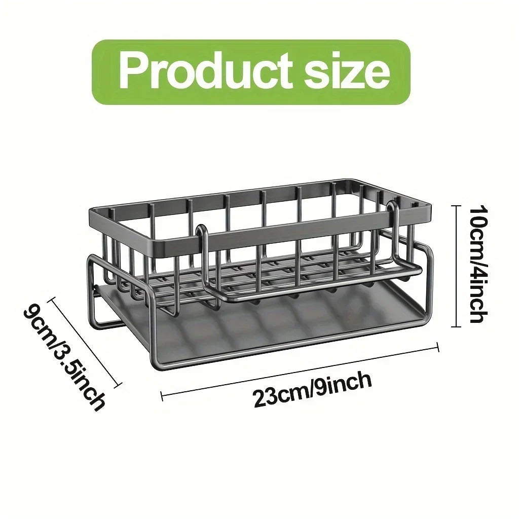 Sponge Holder Kitchen Sink Plastic Auto Draining Organizer Caddy