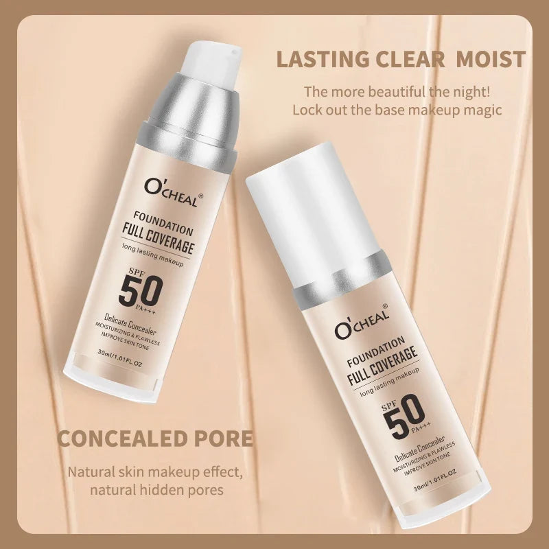 O'CHEAL SPF50 PA+++ Liquid Foundation – Full Coverage & Hydrating