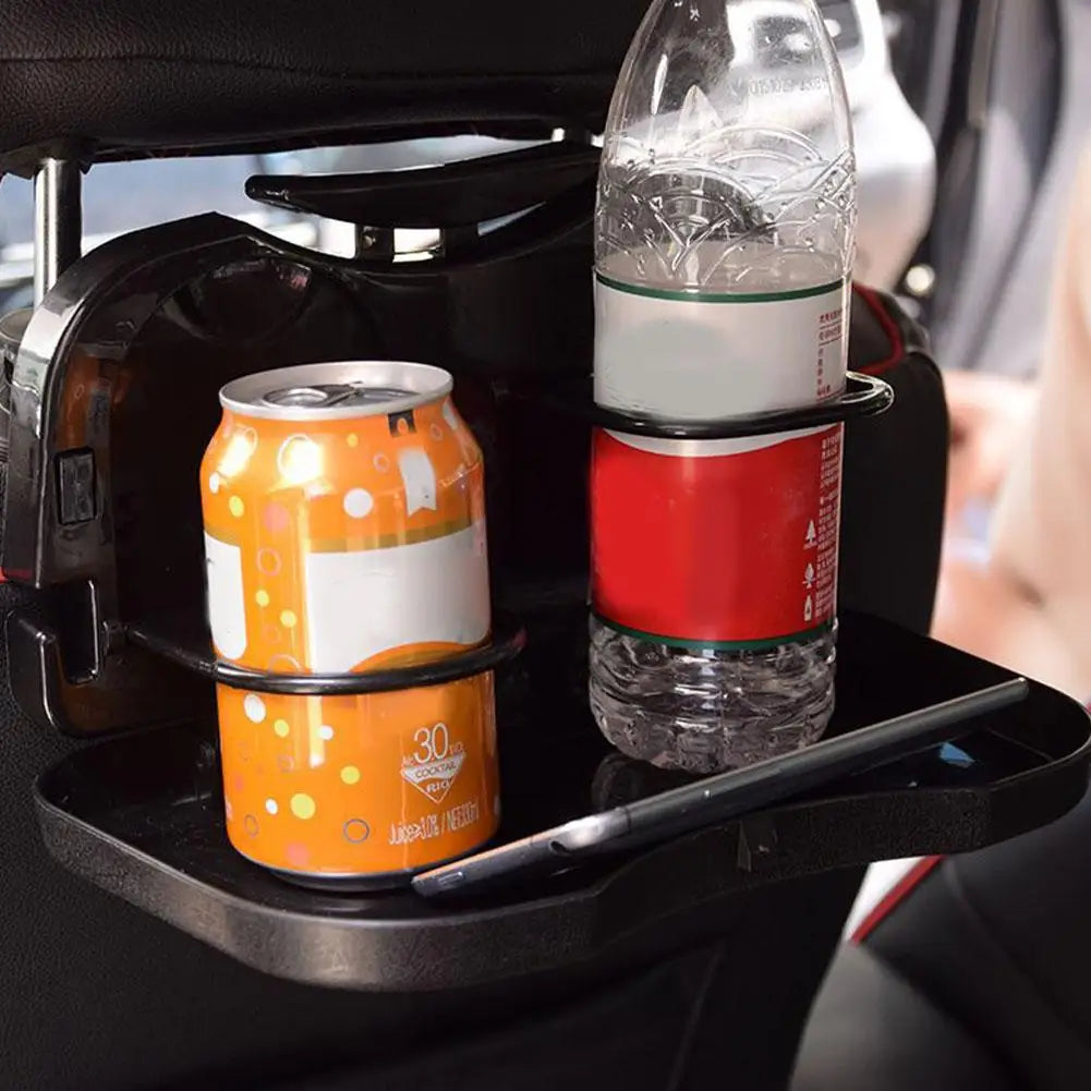 Foldable Car Backseat Tray Table with Cup Holder & Storage
