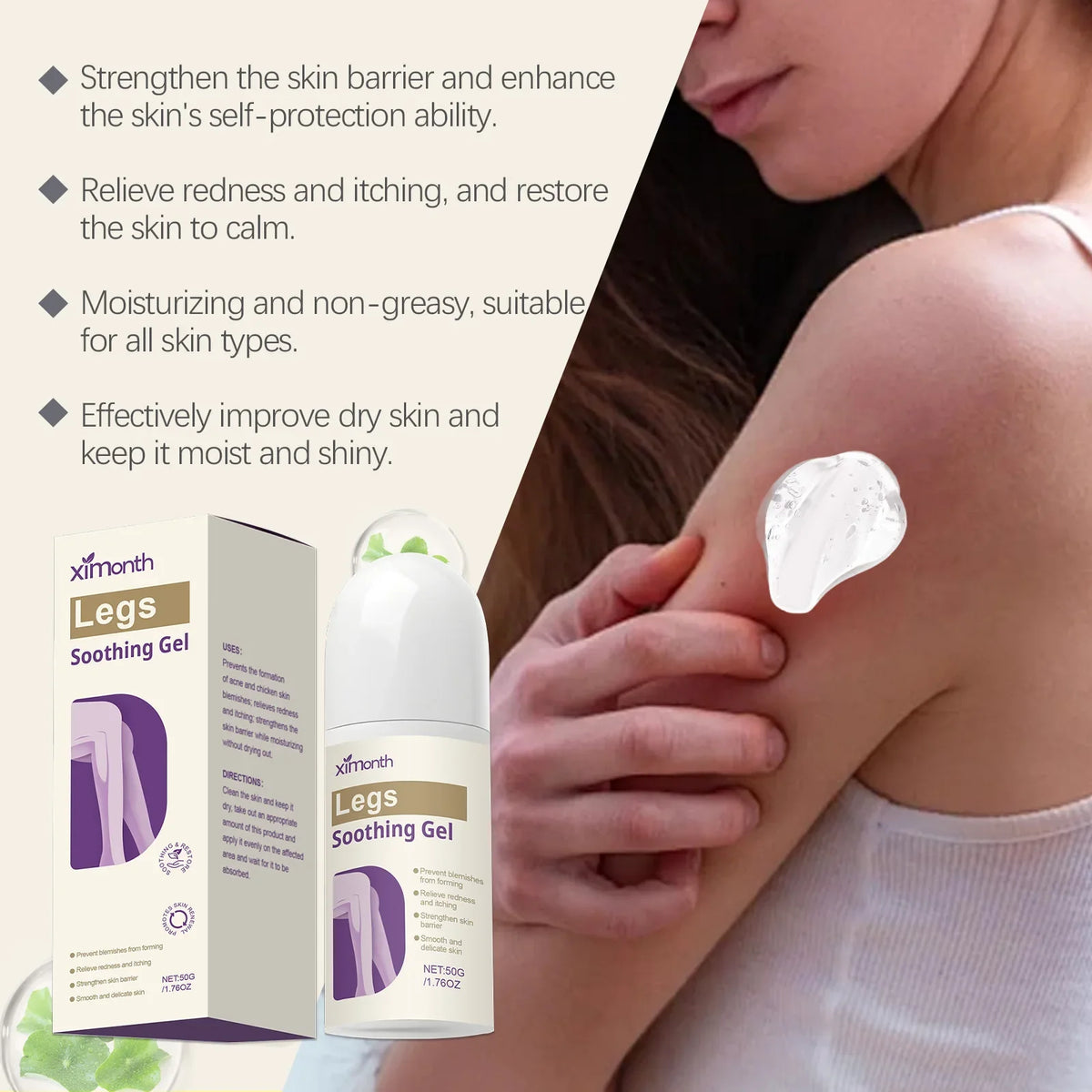 Ximonth Legs Soothing Gel – Moisturizing Body Skin Care 50g