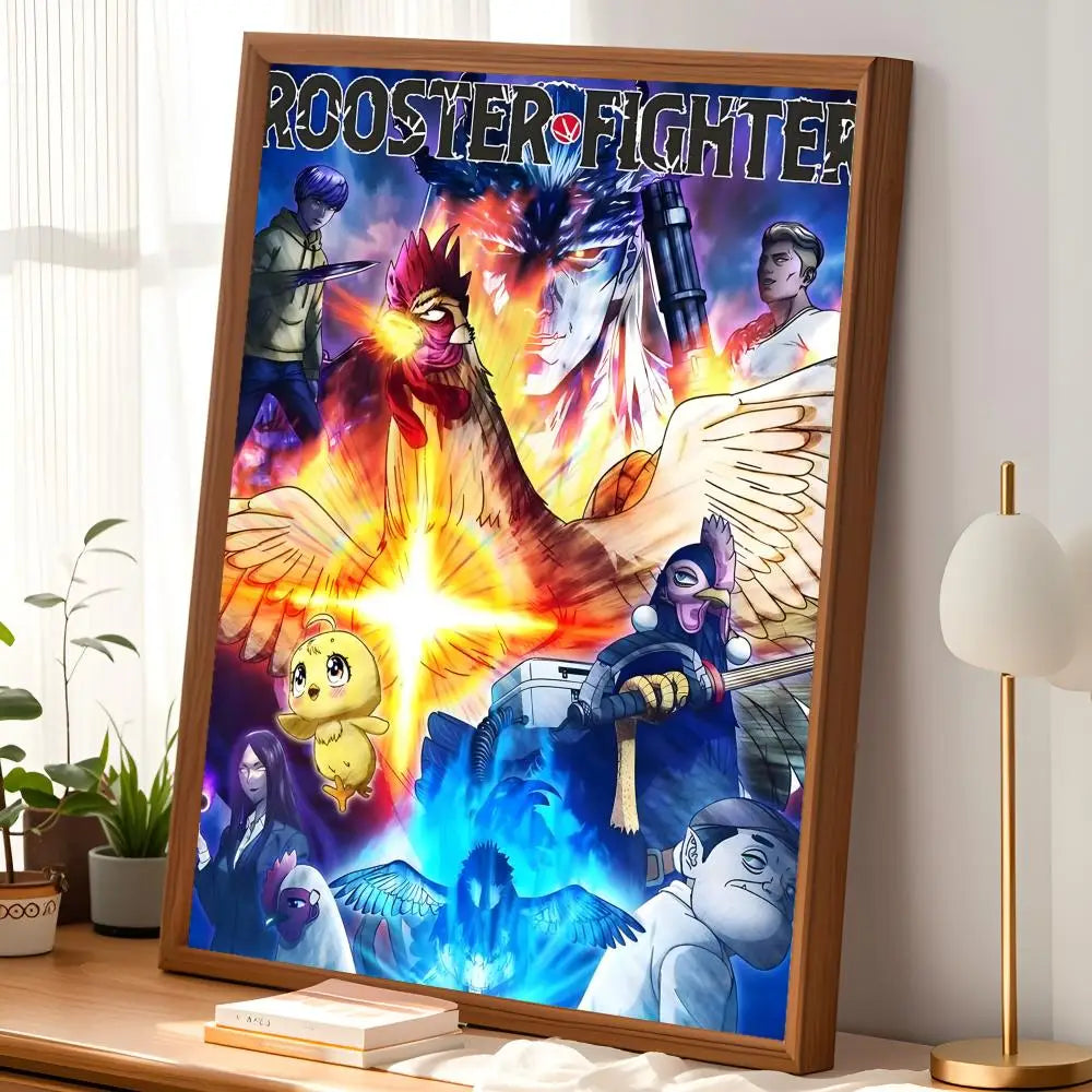 Anime Rooster Fighter HD PVC Self-Stick Wall Art Poster
