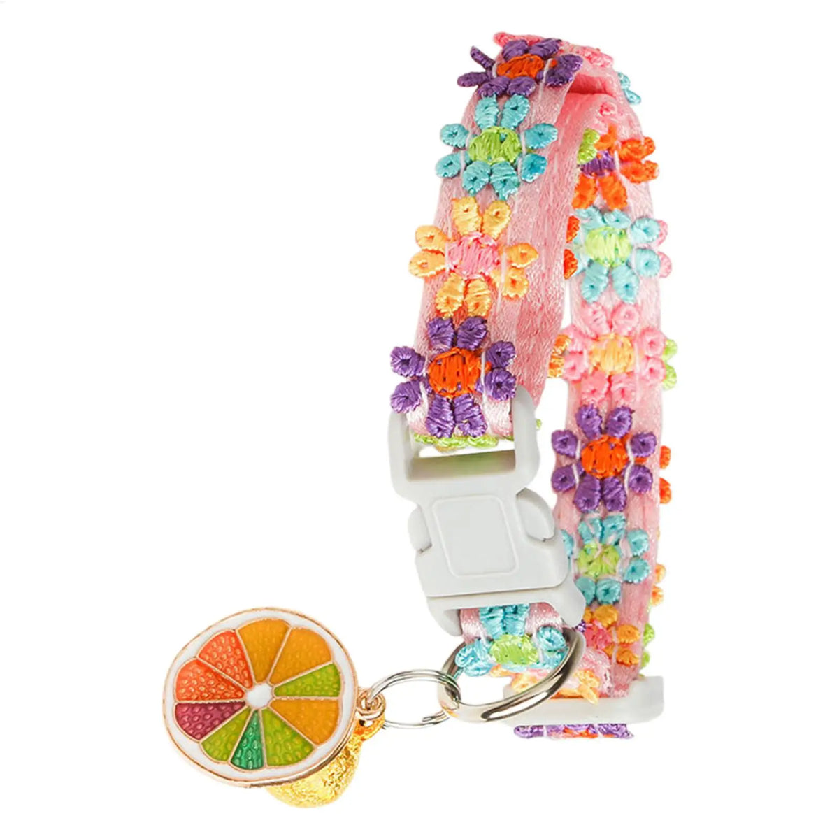 Floral Bell Cat Collar – Adjustable Lace Embroidery for Cats & Dogs