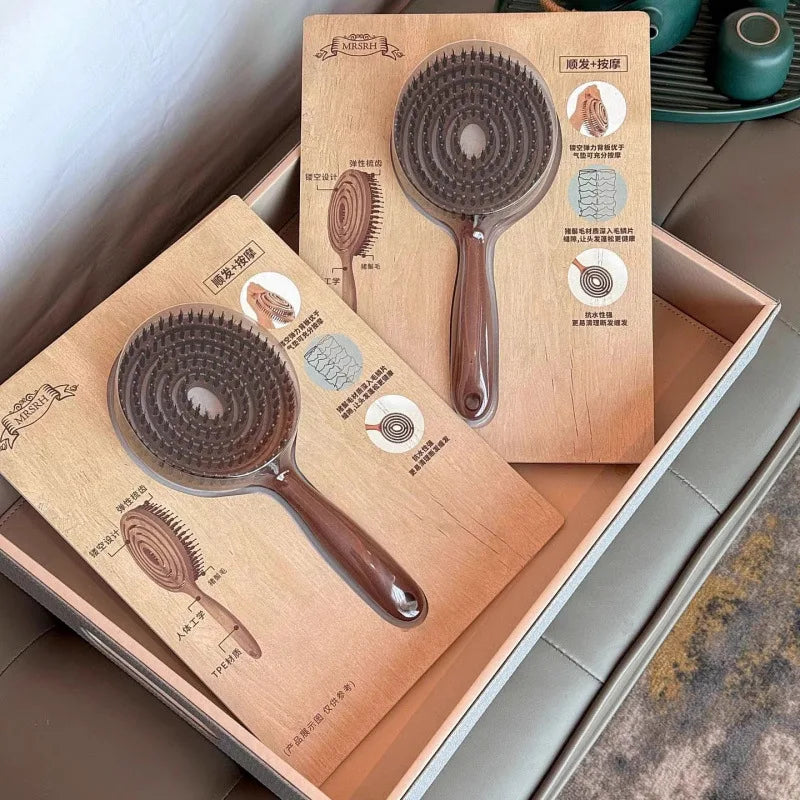 Round Boar Bristle Hair Brush – Detangling & Volume Styling
