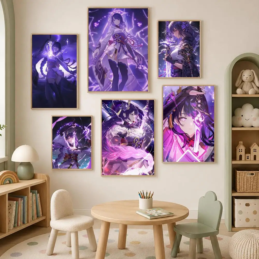 Genshin Impact Raiden Shogun HD Self-Stick Wall Art Poster