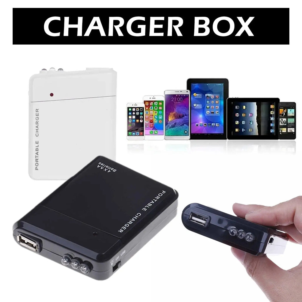 4-Slot AA Battery USB Power Bank – Emergency Charger & LED