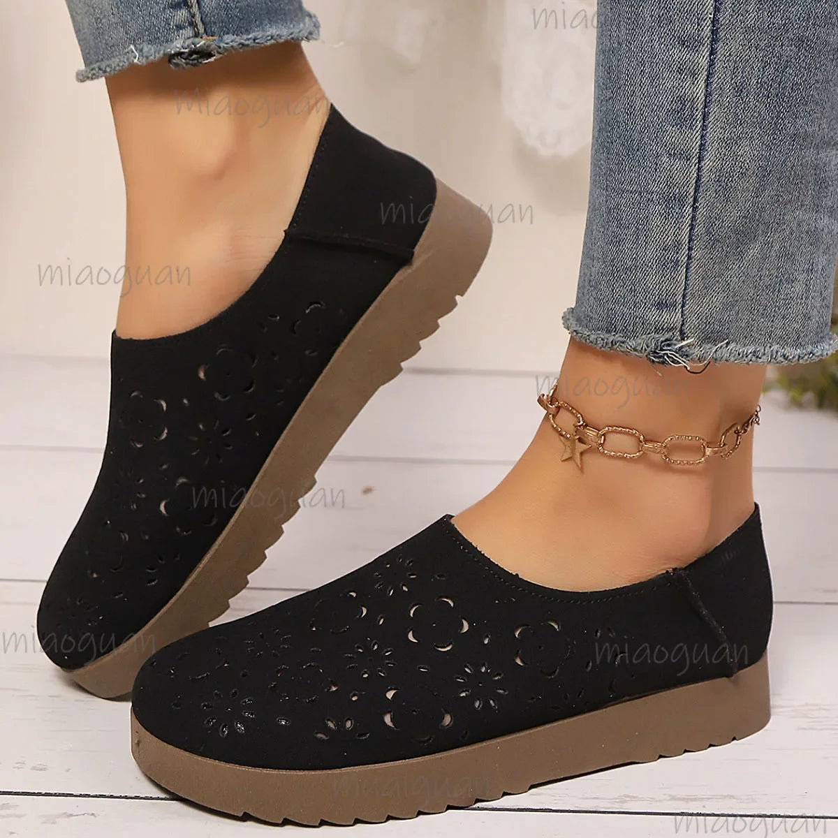 Women's Hollow Breathable Slip-On Flat Sneakers | Casual Summer