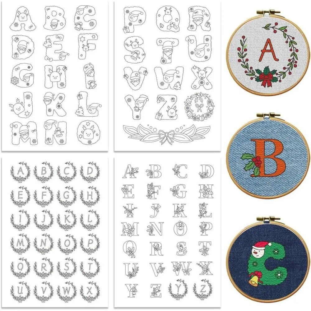 Water Soluble Embroidery Patterns – 80 Christmas Designs, 4 Sheets