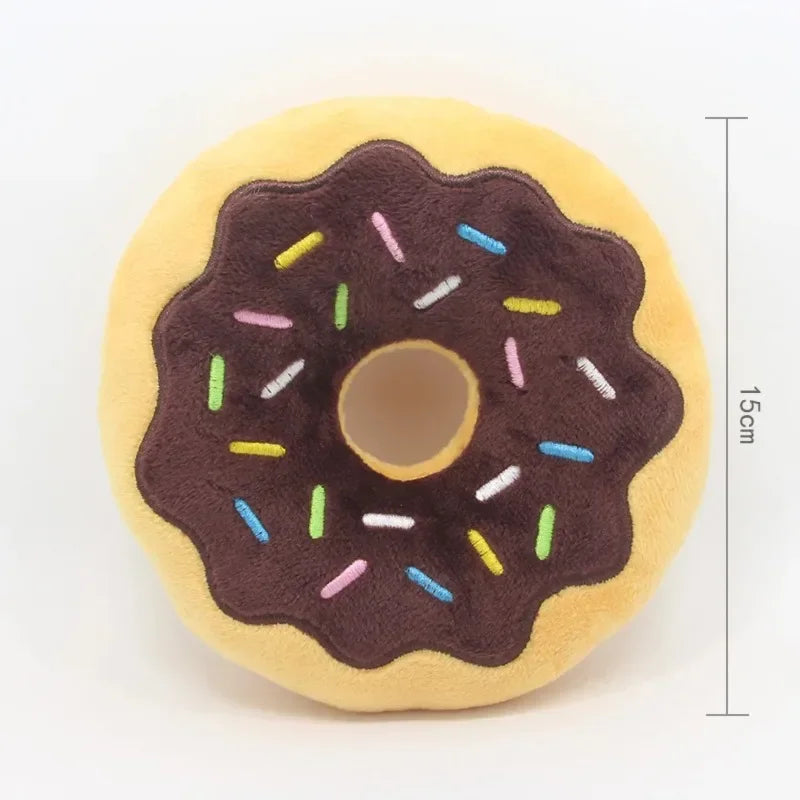 Donut Plush Squeaky Dog Toy – Interactive Chew & Bite Toy