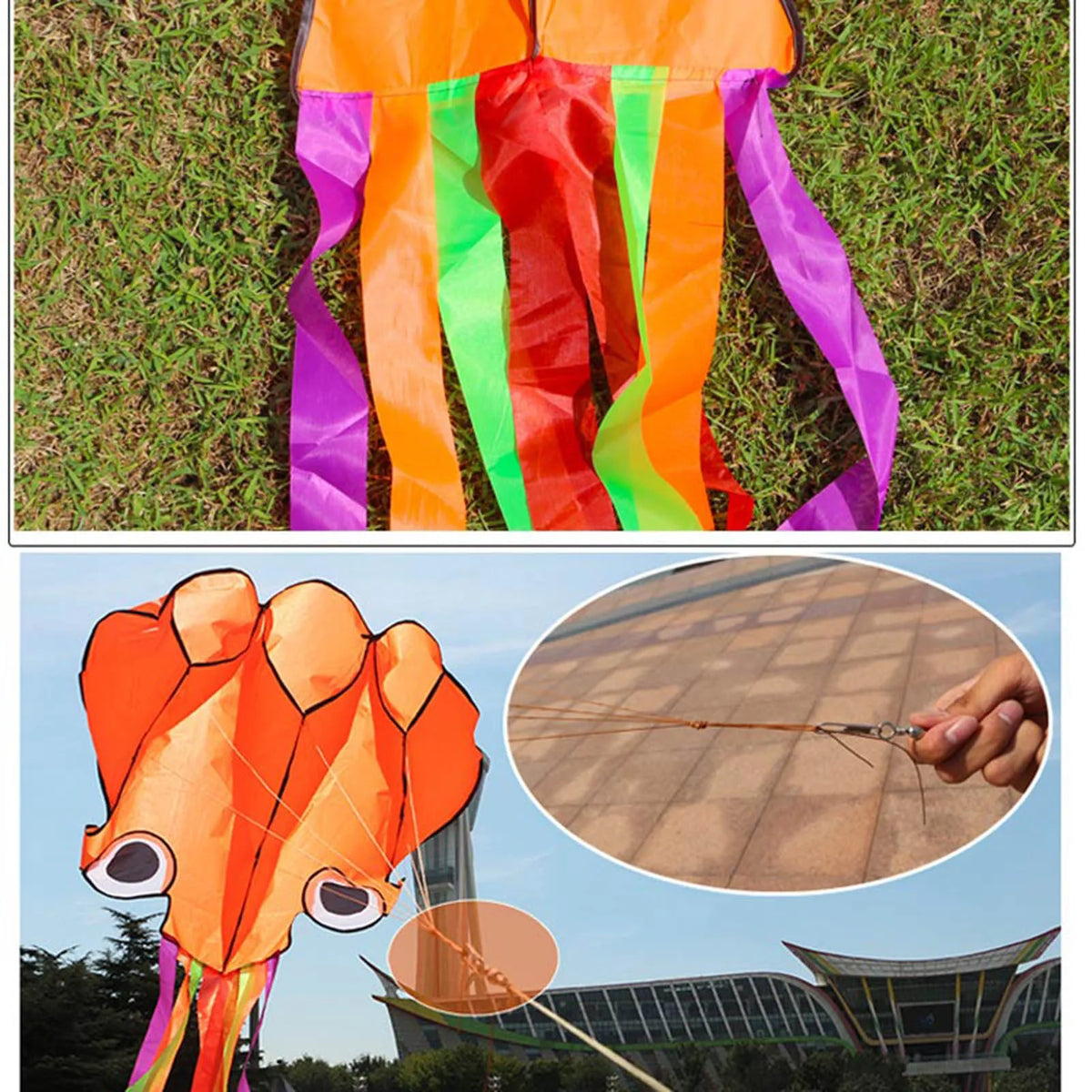 Large Octopus Kite – Easy Flyer with Handle & Line