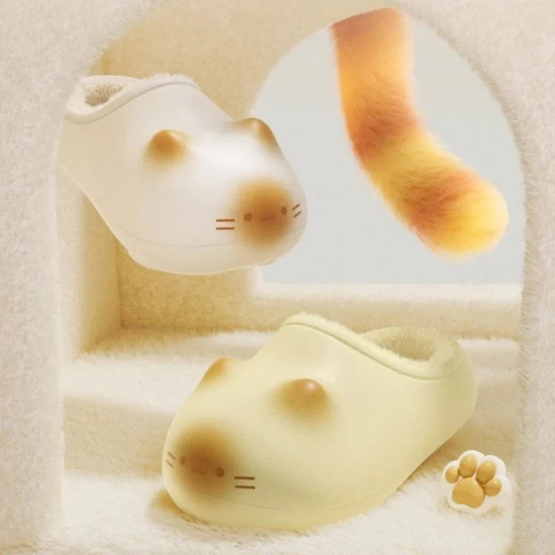 Lorilury Fuzzy Cat Slippers – Women's Warm Indoor Furry Shoes