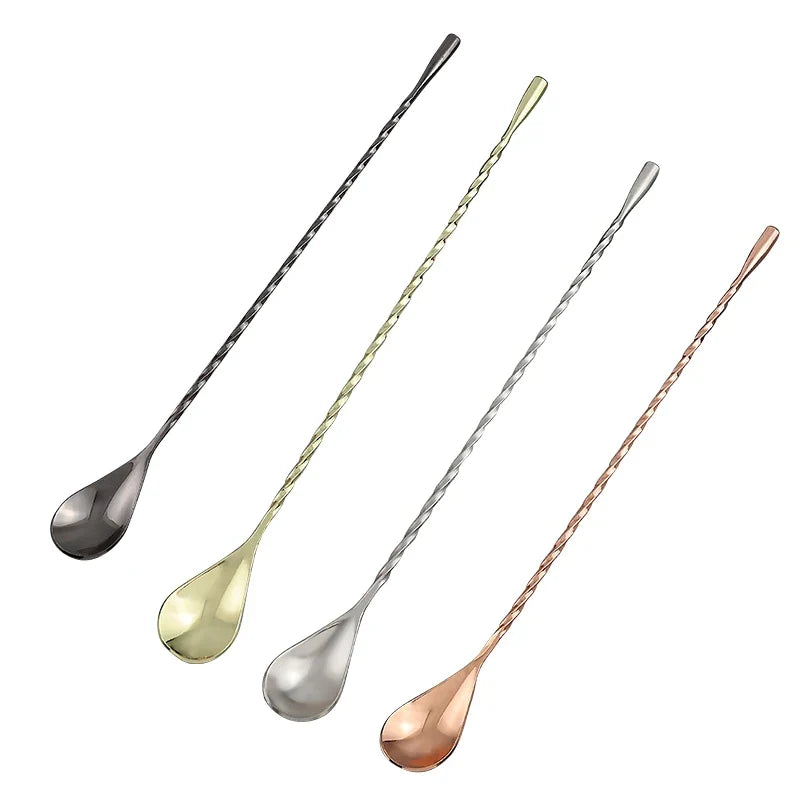 Stainless Steel Cocktail Stirring Spoon – Spiral Teardrop Bar Tool