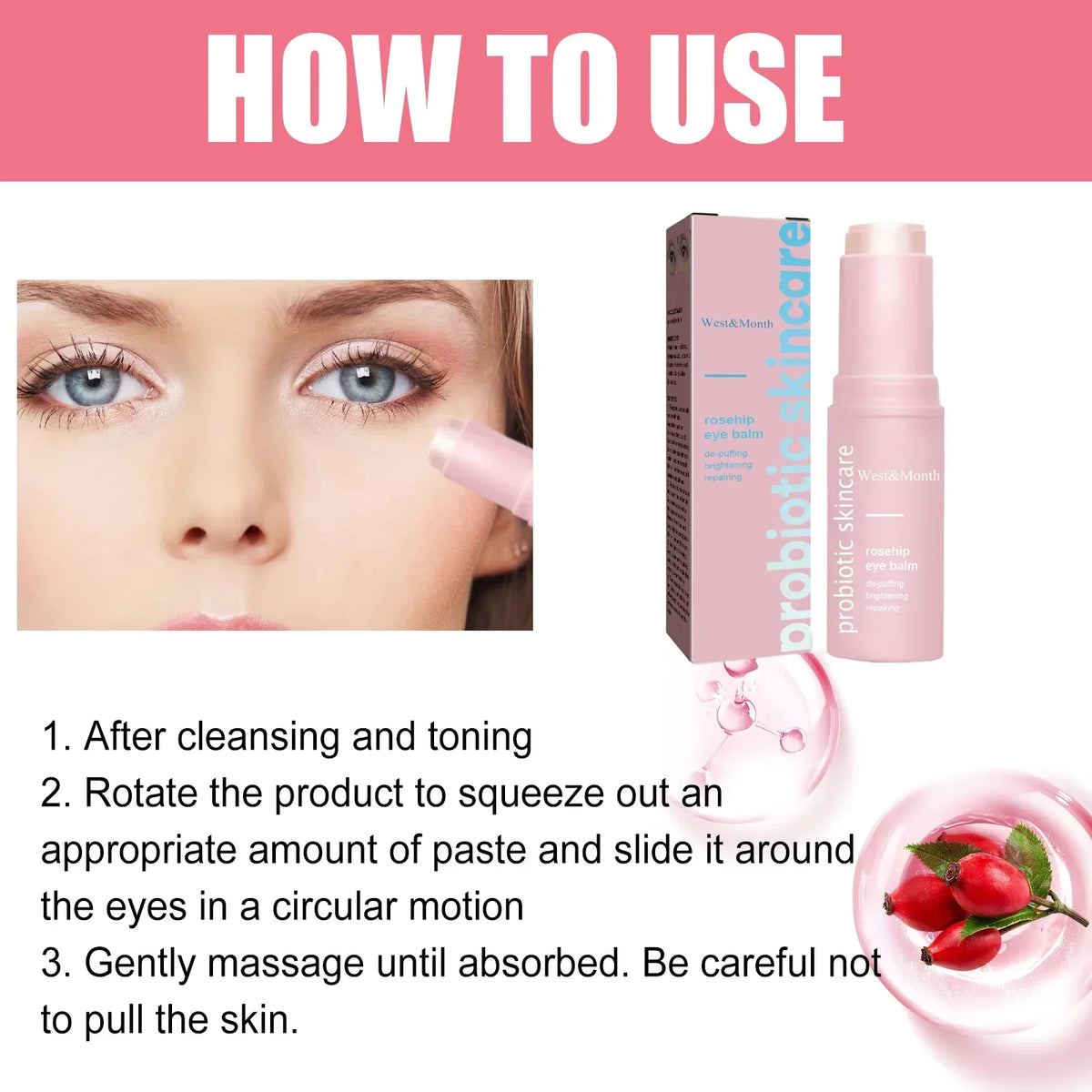 Rosehip & Hyaluronic Acid Eye Cream Balm Stick – Anti-Aging