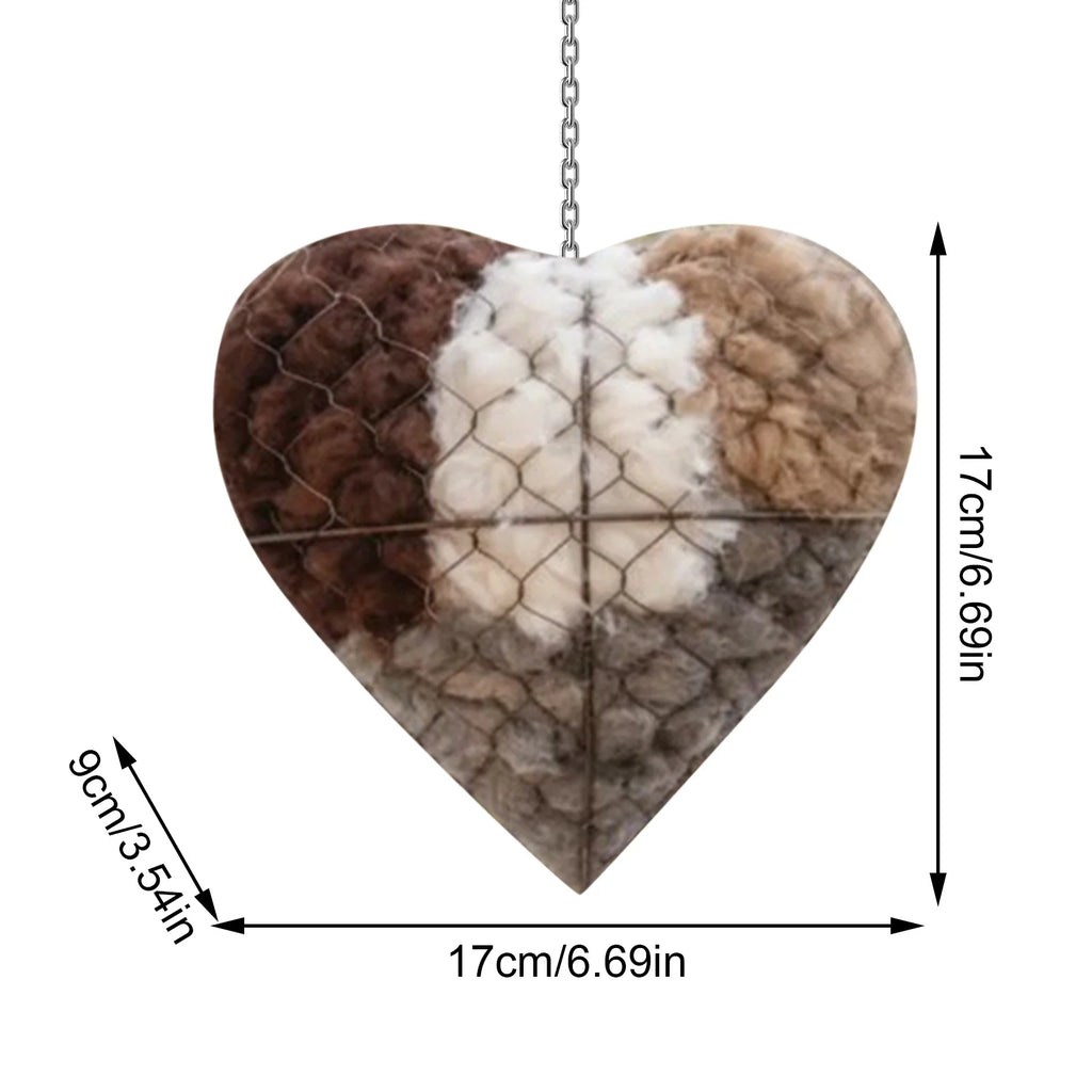 Handmade Heart Bird Nesting Holder – Refillable Cotton & Wool