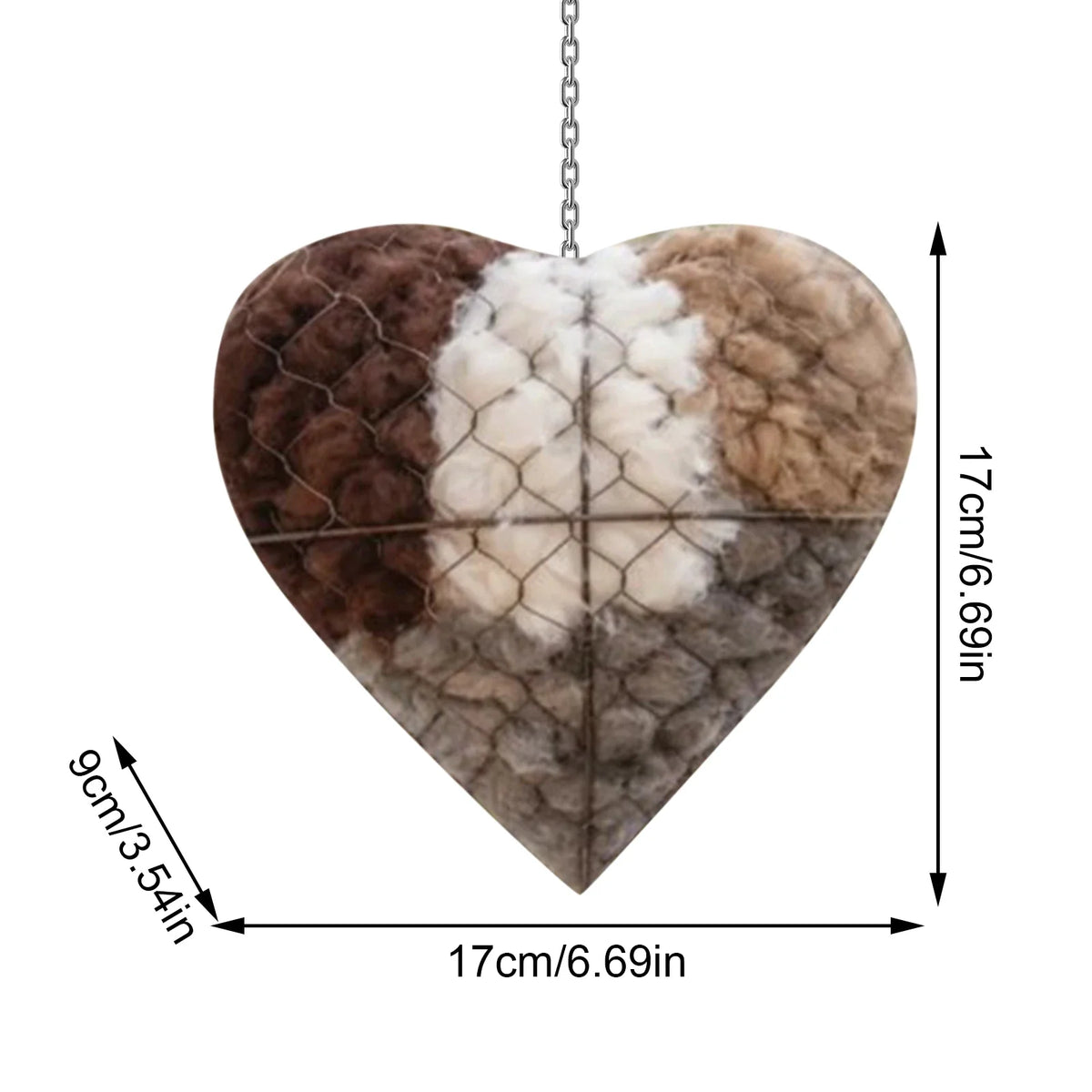 Handmade Heart Bird Nesting Holder – Refillable Cotton & Wool