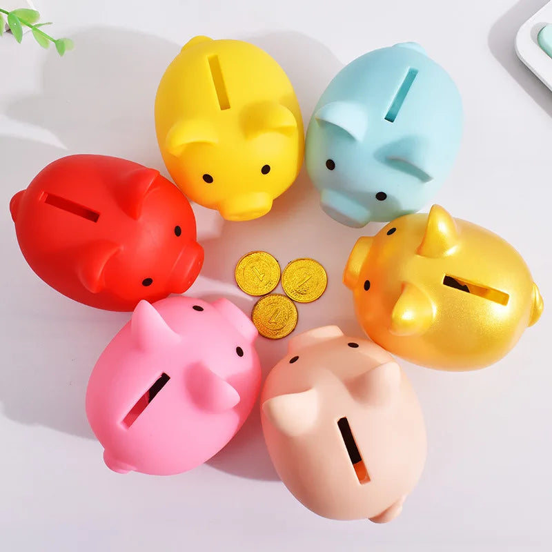 Shatterproof Golden Pig Coin Bank Rubber Piggy Fortune Symbol Kids