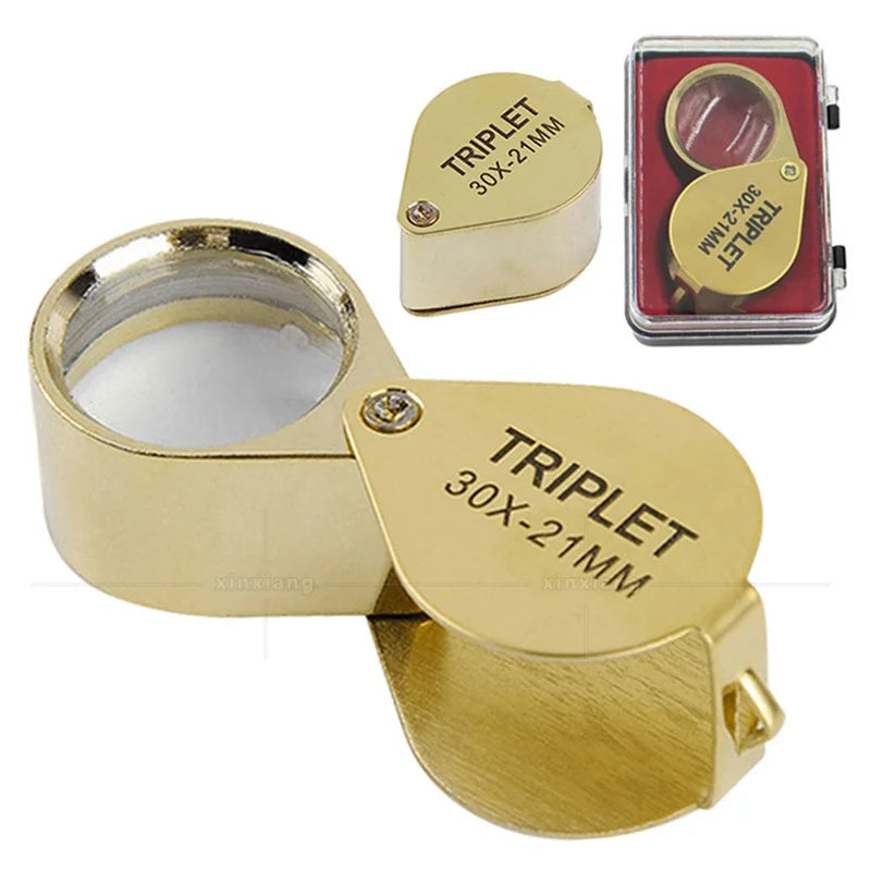 30X Folding Pocket Jeweler Loupe – Gold Magnifying Glass