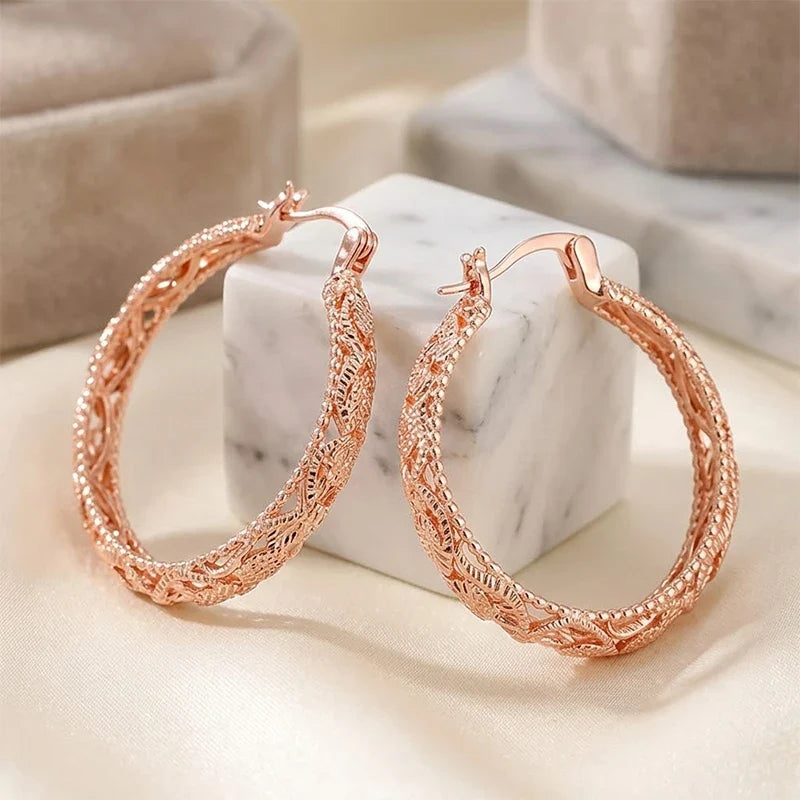 Huitan Large Geometric Hoop Earrings – Bohemian Party Jewelry